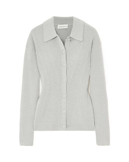 Dries Van Noten Gray Ribbed Cardigan