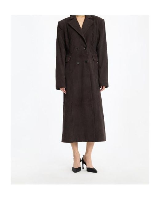 ROTATE BIRGER CHRISTENSEN Black Double-Breasted Long Coat