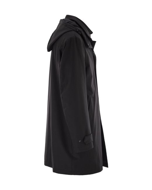 Fay Black Travel Stretch Jersey Coat for men