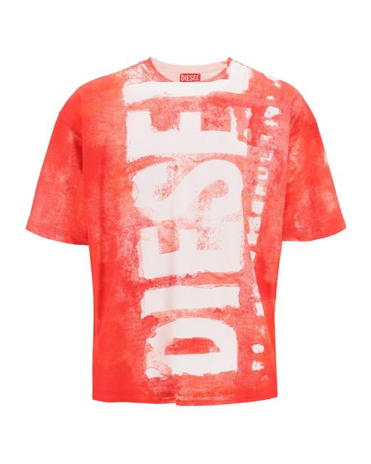 DIESEL Red T-Boxt Bisc Logo Printed Crewneck T-Shirt for men
