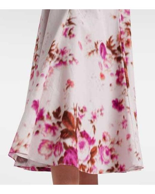Erdem Pink Floral Cotton Poplin Cocktail Dress