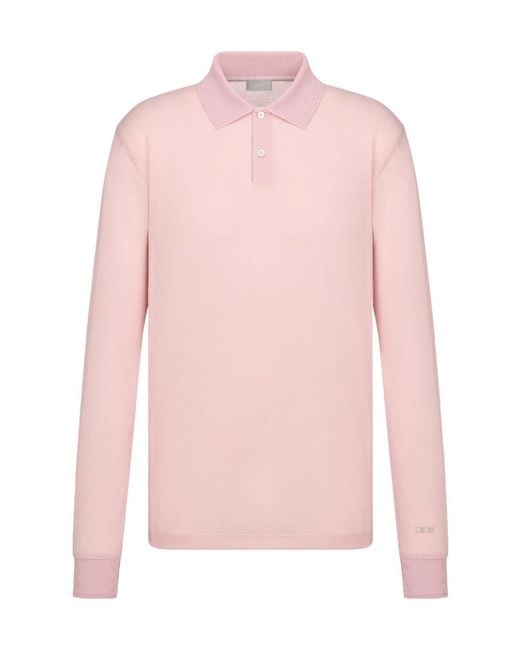 Dior Pink Relaxed-Fit Long-Sleeved Polo Shirt for men