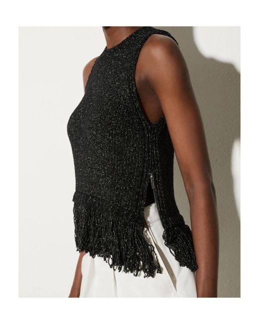 MAX&Co. Black Circular Knit Top