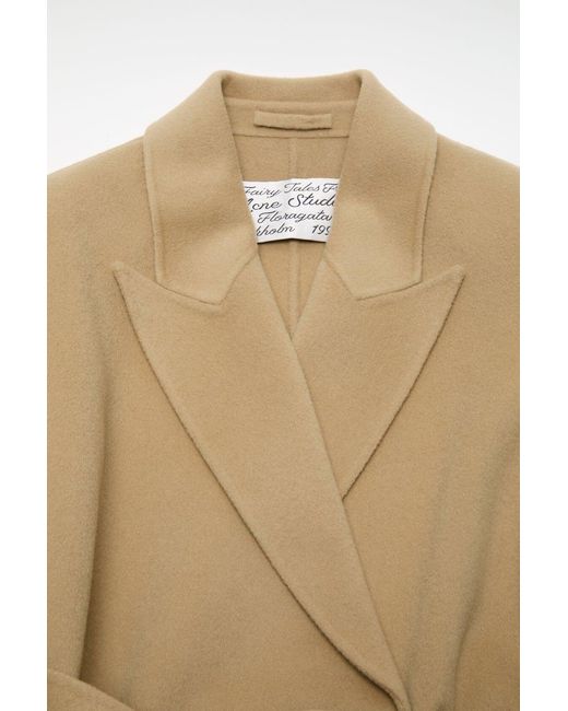 Acne Natural Double-Breasted Wool Coat