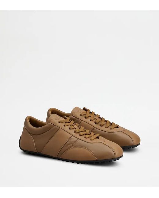 Tod's Brown Leather Strap Trainers for men