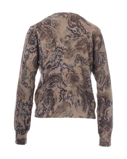 Liu Jo Brown Printed Knit Cardigan