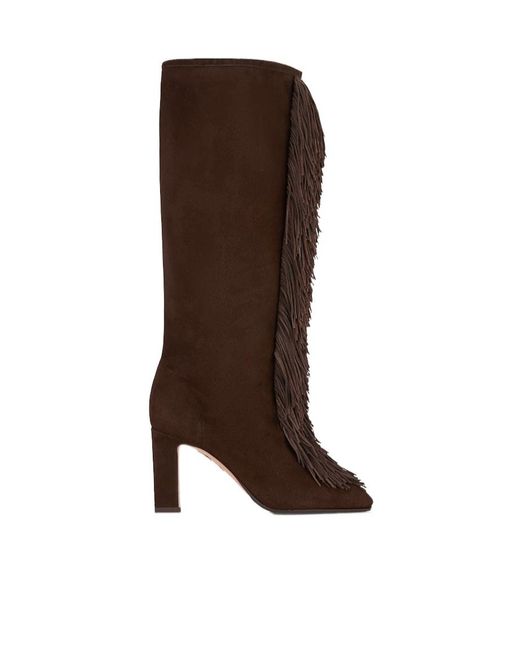 Aquazzura Brown Gytane Fringe Detailed Boots