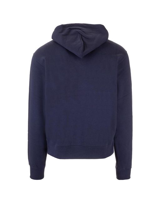 KENZO Blue Logo Embroidered Hoodie for men