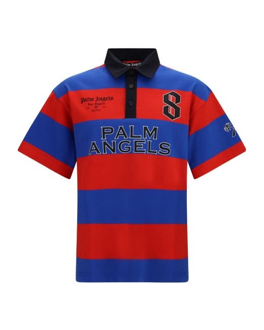 Palm Angels Blue Cb Palm Sport Striped Polo Shirt for men