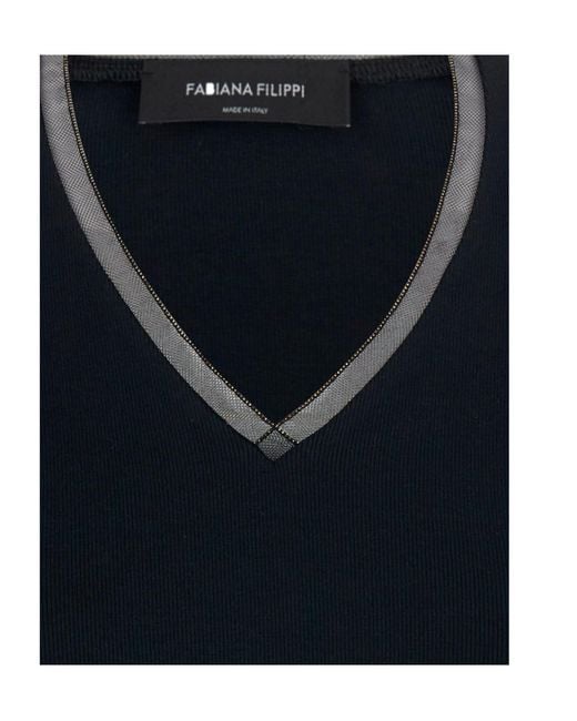 Fabiana Filippi Black Trim V-Neck Knitted Sweater