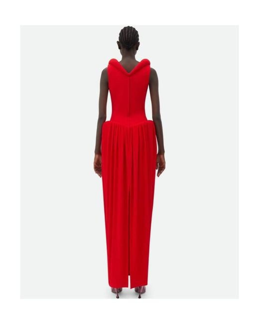 Bottega Veneta Red Padded Detail Zipper Dress