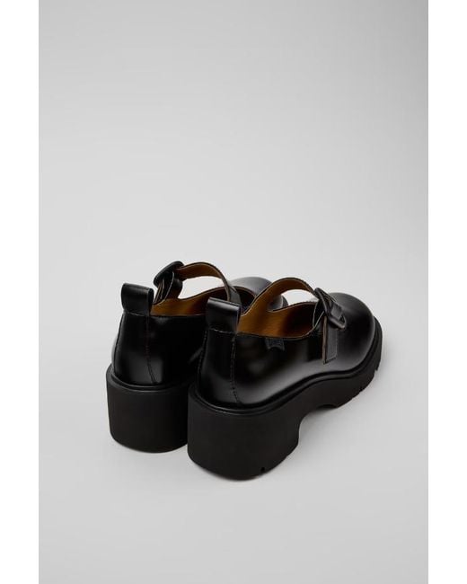 Camper Black Buckled Platform Pumps