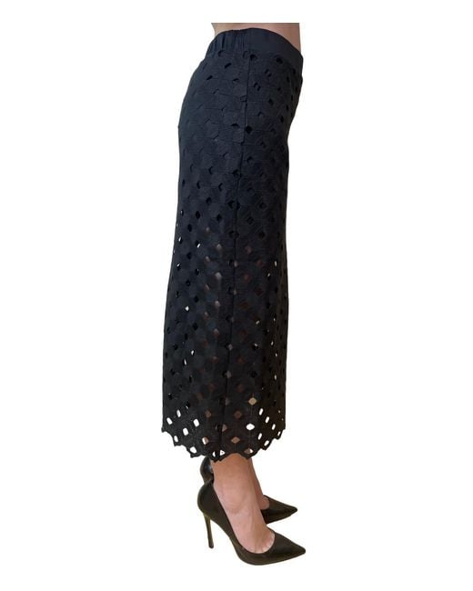 Max Mara Blue Bchzorro Broderie Midi Skirt