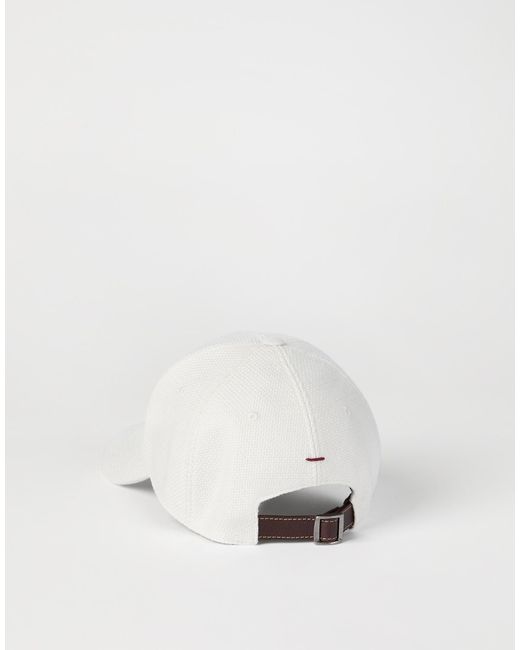 Brunello Cucinelli White Embroidered-Logo Baseball Cap for men
