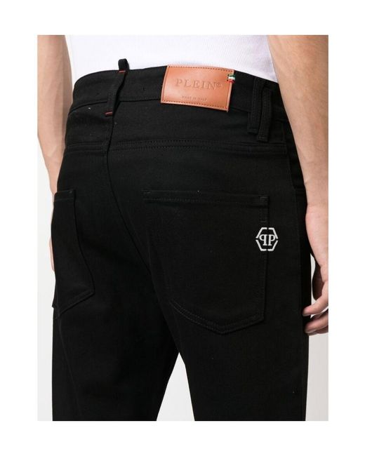 Philipp Plein Black Belt-Loop Jeans for men