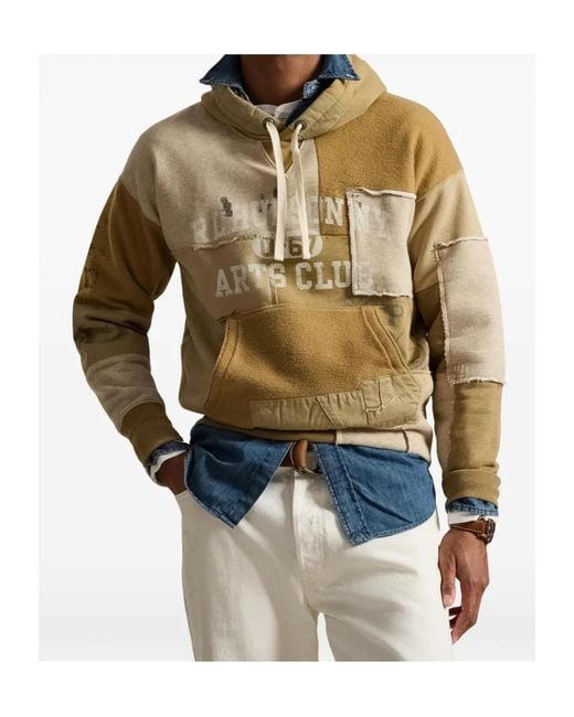 Polo Ralph Lauren Natural Patchwork-Design Drawstring Hoodie for men