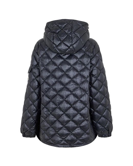 Moncler Blue Diamond-Quilted Hooded Puffer Jacket