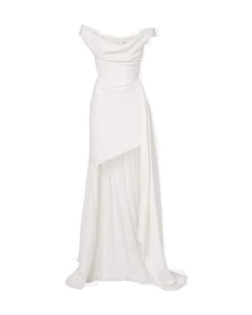 Vivienne Westwood White Bridal Comet Off-Shoulder Silk Minidress