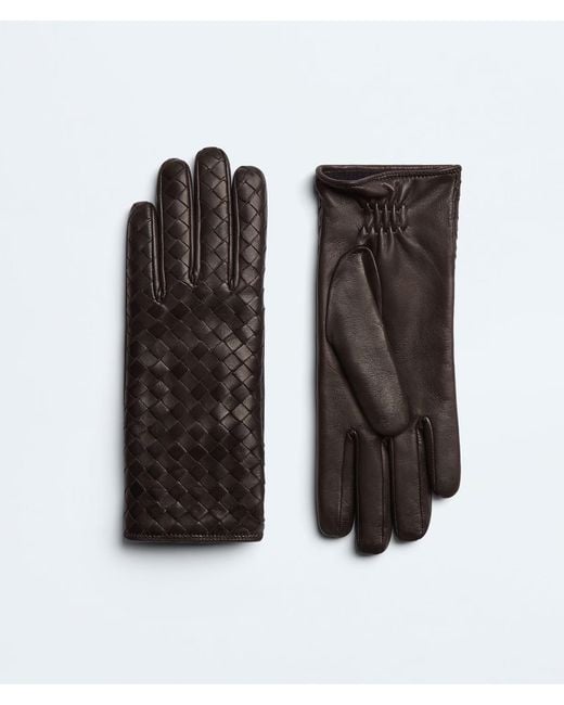 Bottega Veneta Black Intrecciato Leather Gloves