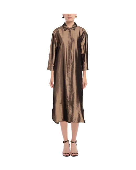 Max Mara Brown Simple Solid Color Shirt Dress