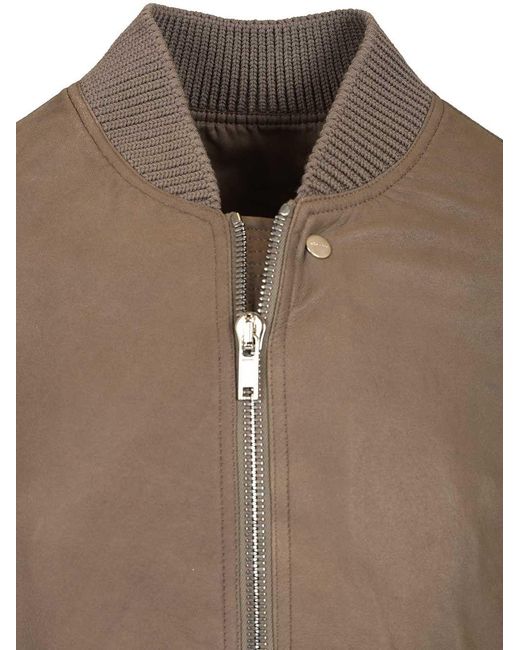 Rick Owens Brown Zip-Up Bomber Jacket for men