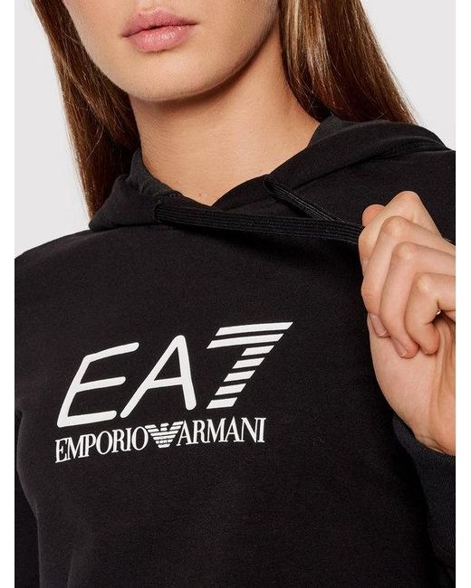 EA7 Black Logo-Print Hoodie
