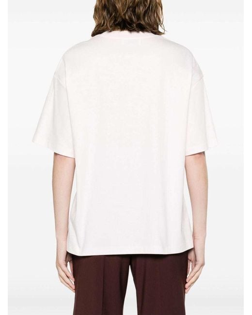 Lanvin White Logo Embroidered Crewneck T-Shirt