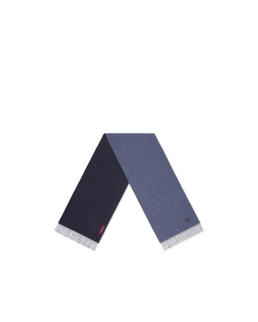 Gucci Blue Logo Patch Fringed Scarf for men
