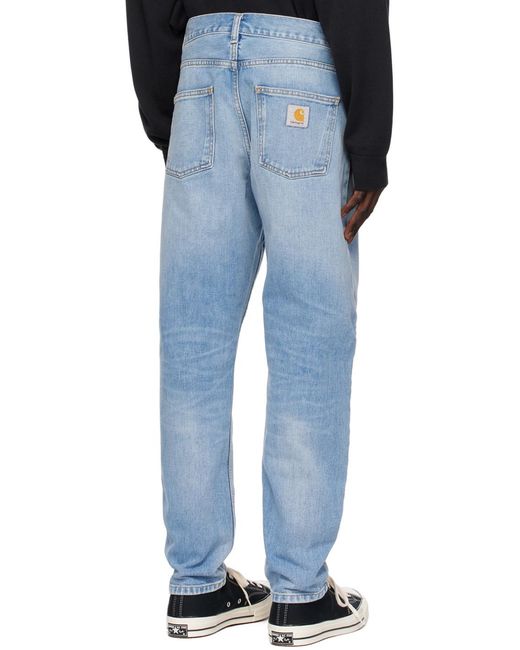 Carhartt Blue Newel Logo-Patch Straight-Leg Jeans for men