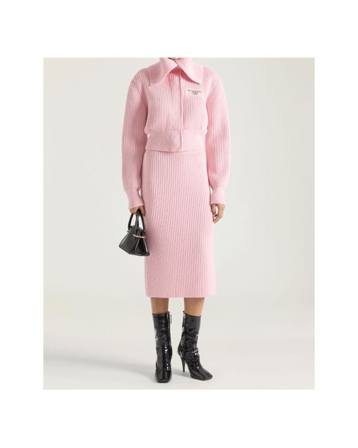 Givenchy Pink Maxi Stand-Up Collar Knitted Jacket