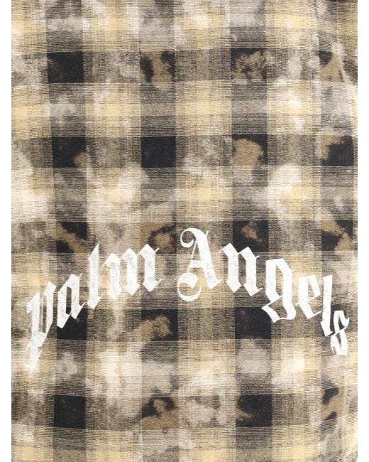 Palm Angels Gray Checked Zip-Up Hooded Jacket for men