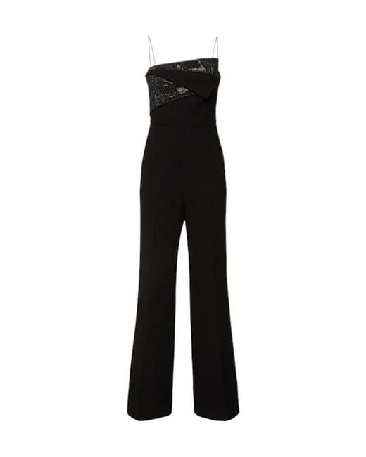 Roland Mouret Black Heavy Cady Jumpsuit W/ Diamante Insert
