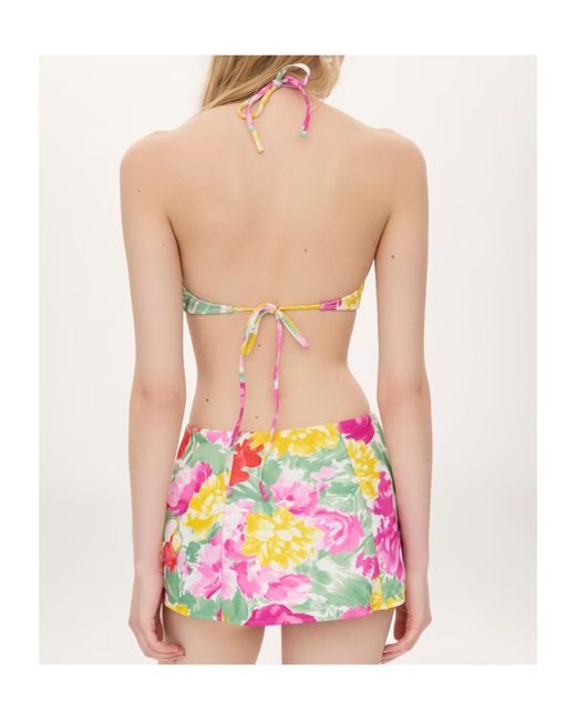 Chloé White Garden-Print Bikini Top