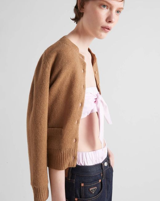 Prada Pink Checked Cotton Bandeau Top