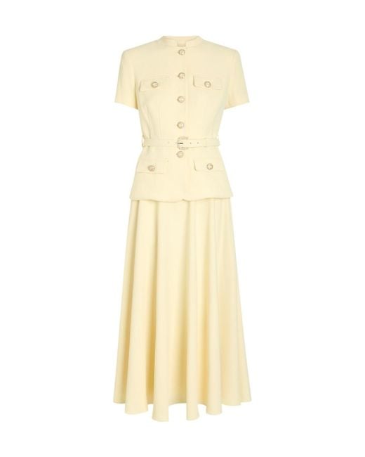 Self-Portrait Metallic Tailored Belted Crepe Midi Dress