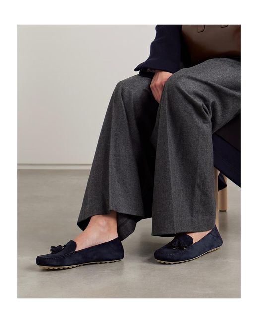 Loro Piana Blue Tassel Detailed Slip-On Loafers