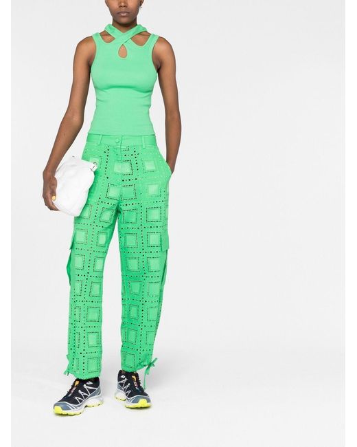 MSGM Green Cut-Out Tank Top