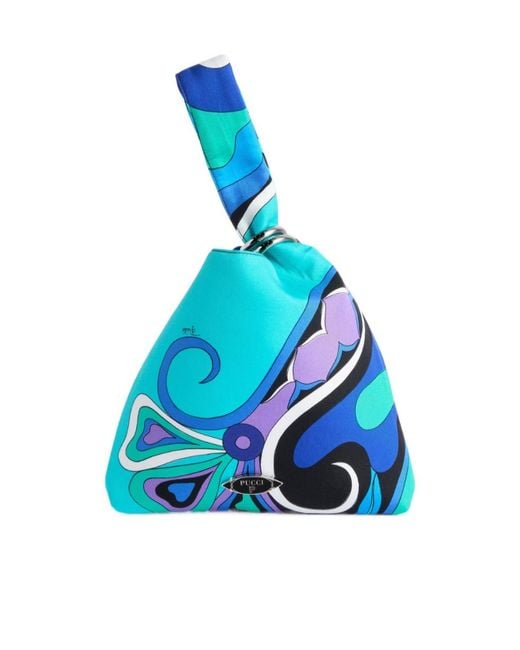 Emilio Pucci Blue Pucci Orchidee Small Printed Tote Bag
