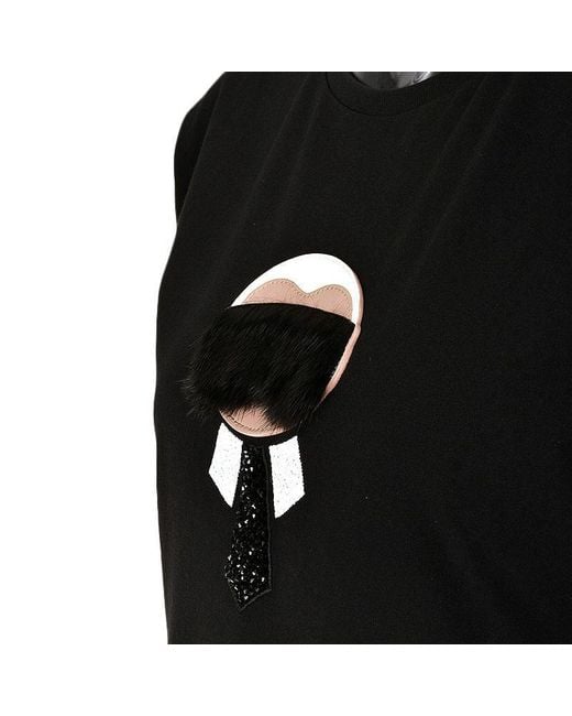 Fendi Black Lafayette Series Round Collar T-Shirt