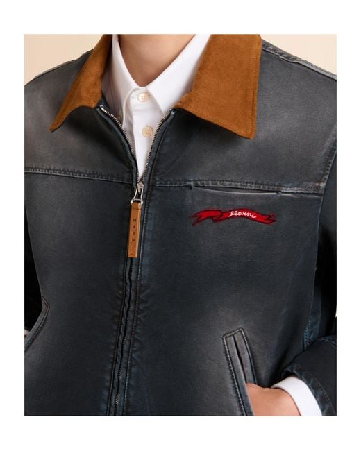 Marni Black Contrast Collar Zip Jacket for men