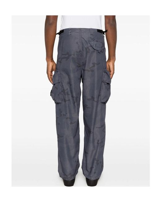 Stone Island Blue Logo Patch Cargo Trousers for men