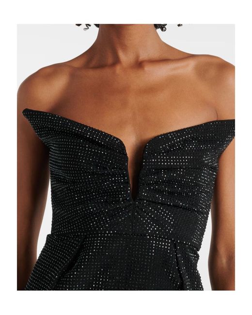 Roland Mouret Black Crystal-Embellished Minidress