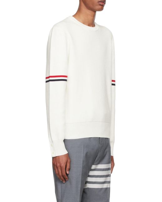 Thom Browne White Rwb Striped Knit Jumper for men