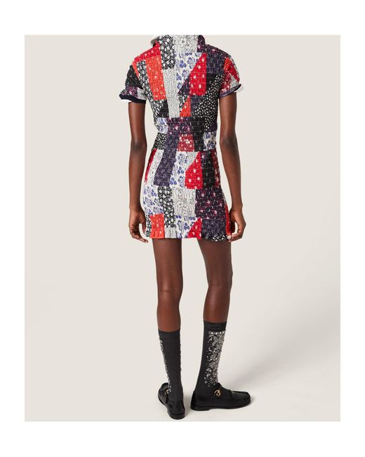 Miu Miu Red Patchwork Print Mini Dress