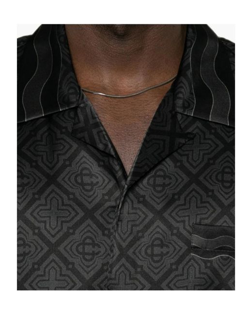 Casablanca Black Radiating Monogram Silk Shirt for men