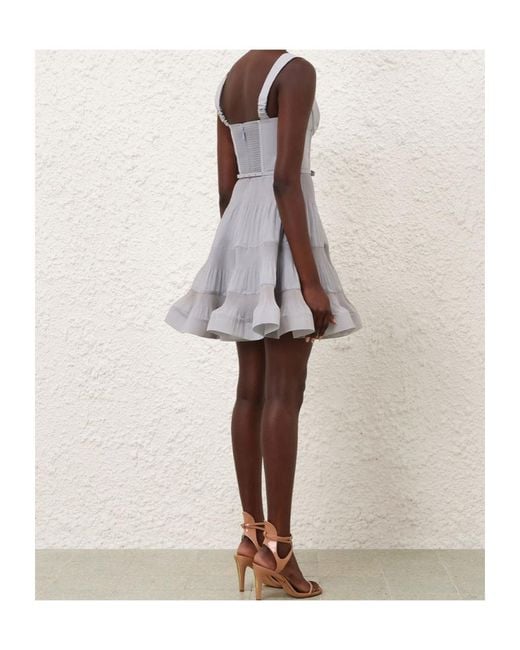 Zimmermann Gray Pleated Draped Mini Dress
