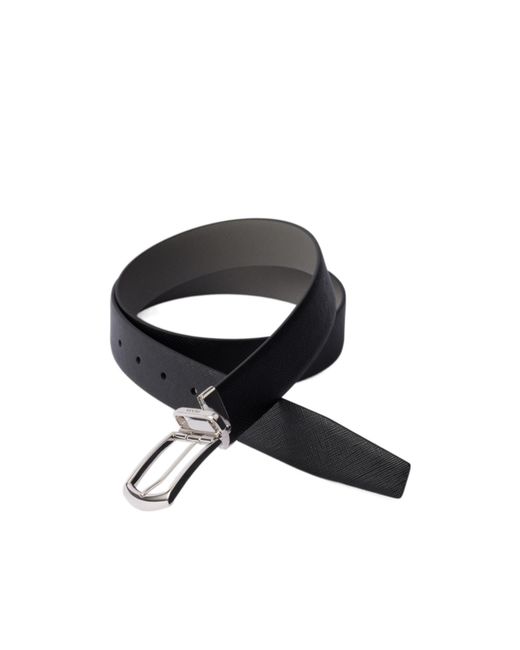 Prada White Reversible Saffiano Leather Belt for men