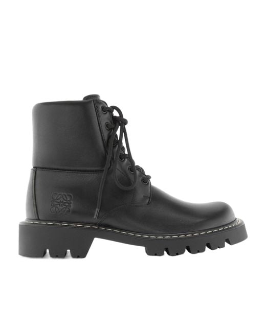 Loewe Black Sierra Combat Ankle Boots for men