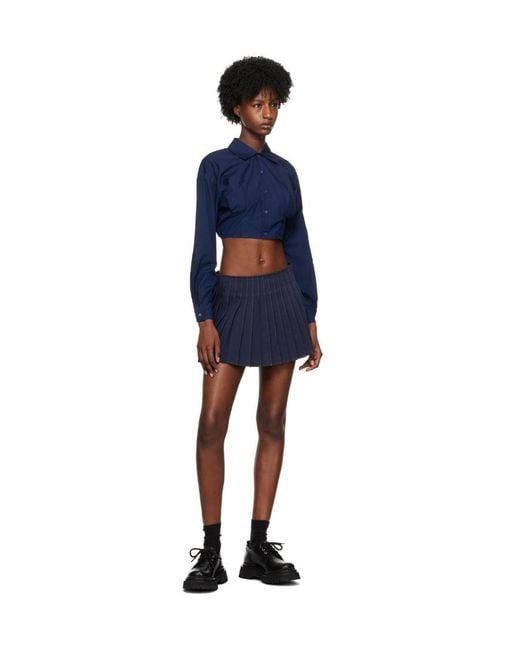 AMI Blue Long-Sleeved Short-Style Shirt