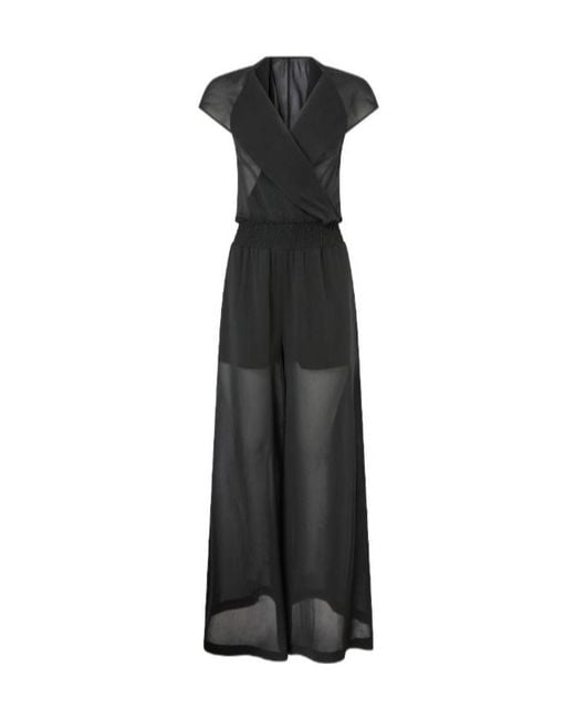 Pinko Black Semi-Sheer Hooded Long Playsuit